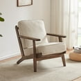 thumbnail image 5 of BELLEZE Maximus Accent Chair Solid Wood Fabric Upholstered Armchair, Beige, 5 of 6