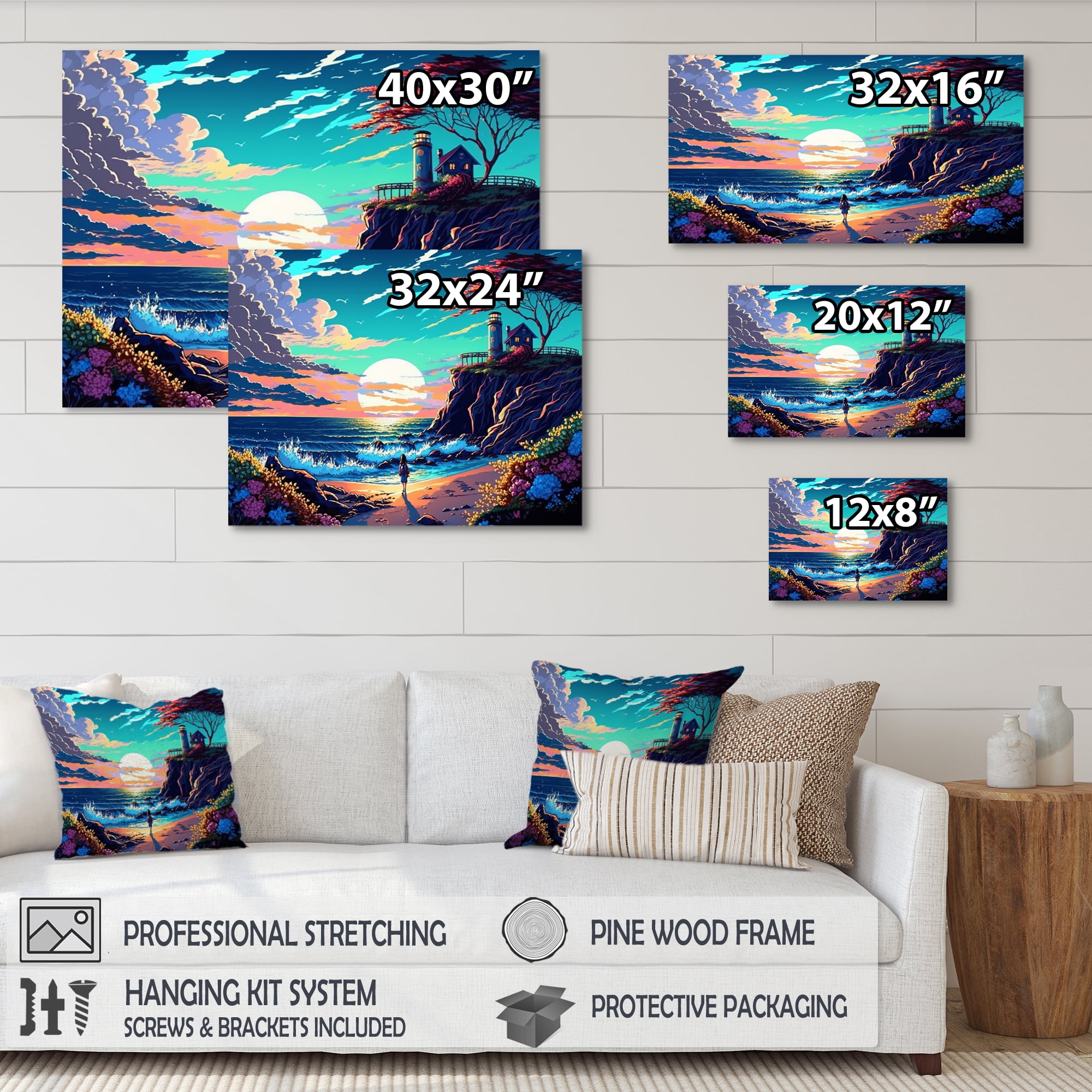Designart Modern Sunset In Vector Style II Canvas Wall Art