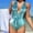 Blue, variant on UTSJKR Glossy Swimsuits Deep V One Piece Swimwear for Women Bowknot Lace up Shiny Bathing Suit Sexy Tummy Control Monokini Black L