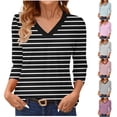 thumbnail image 1 of QTOCIO 3/4 Hauts à Manches pour Femmes, Hauts d'Été à Manches 3/4 pour Femmes, T-shirt de Base Coloré à Manches Trois-Quarts Col en V pour Dames, 1 of 7