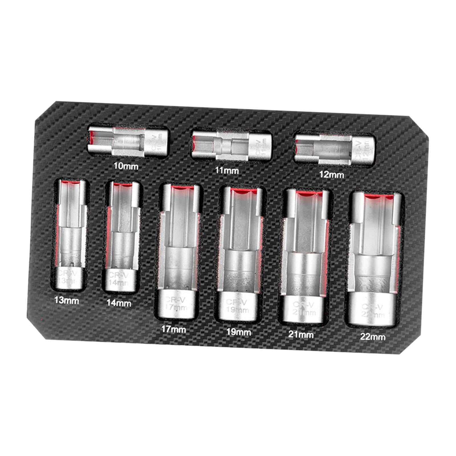 Miulika 9Pcs Oxygens Sensors Socket Line Socket Portable Spanner Socket Supplies Car with Storage Box Slotted Socket Wrench Tool