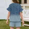 thumbnail image 4 of Abcomgle Girls Short Sets 4-16 Girls 2 Piece Outfits Butterfly Graphic Ruffle Sleeve T-Shirts and Elastic Waist Shorts Cute Casual Girls Outfits 8-9 Years,Blue, 4 of 5