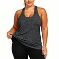 thumbnail image 4 of Women's Plus Size Racerback Tank Tops U Neck Cutout Back Sleeveless Workout T Shirts Loose Fit Running Athletic Yoga Shirts Dark Gray, 4 of 9