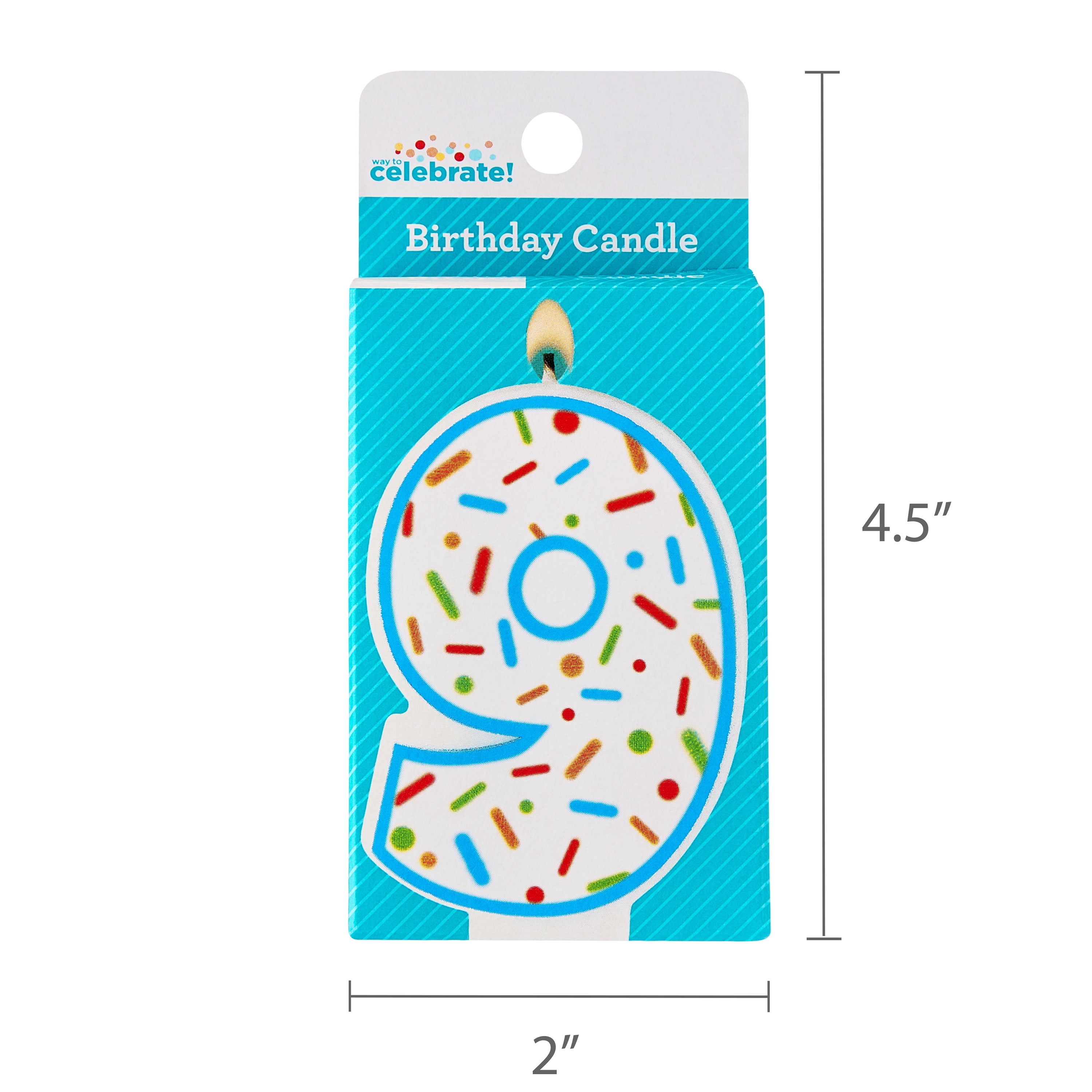 Multicolor Confetti Number 9 Birthday Candle, by Way To Celebrate