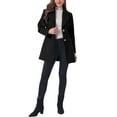 thumbnail image 2 of INSPIRE CHIC Women's Shawl Collar Single Breasted Mid-Thigh Overcoat M Black, 2 of 8