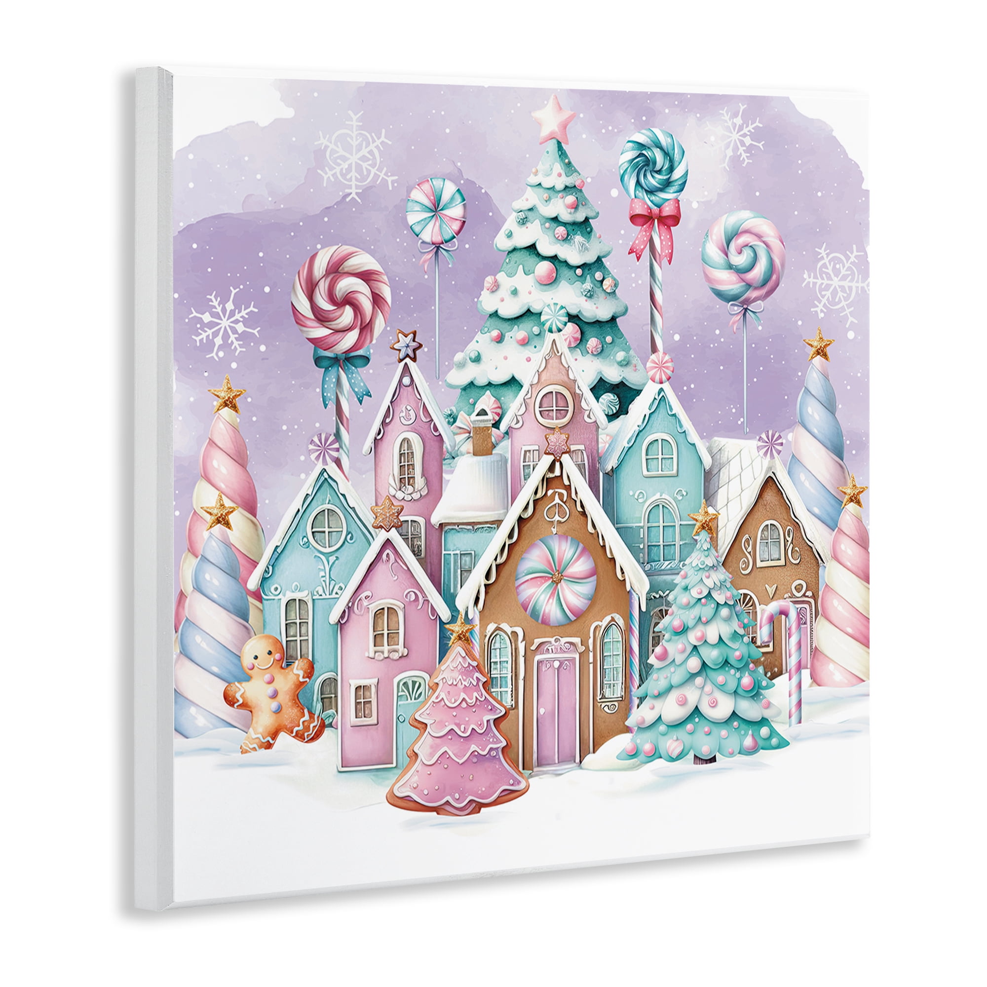 Stupell Industries Gingerbread Candy Town Holiday Painting Unframed Art Prints Wall Art, 12 x 12