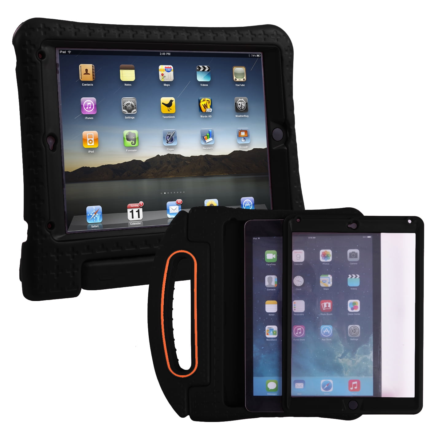 Uitdaging Groenten binnenvallen HDE iPad Air 2 Bumper Case for Kids Shockproof Hard Cover Handle Stand with  Built in Screen Protector for Apple iPad Air 2 (Black) - Walmart.com