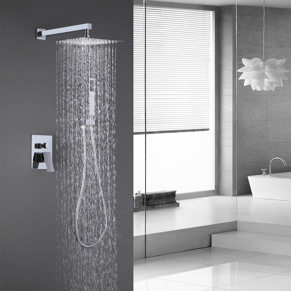 Kepooman Wall Mounted Square Rainfall Shower System, Bathroom Shower System with Rougfor Hotel Kepooman Wall Mounted Square Rainfall Shower System, Bathroom Shower System with Rougfor Hotel