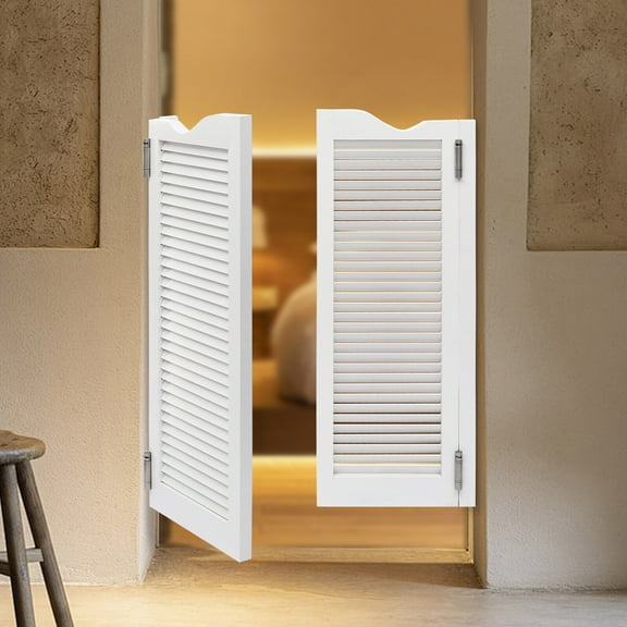 White Swinging Door Double Half Door Double-Hinged Café Door with Hinges
