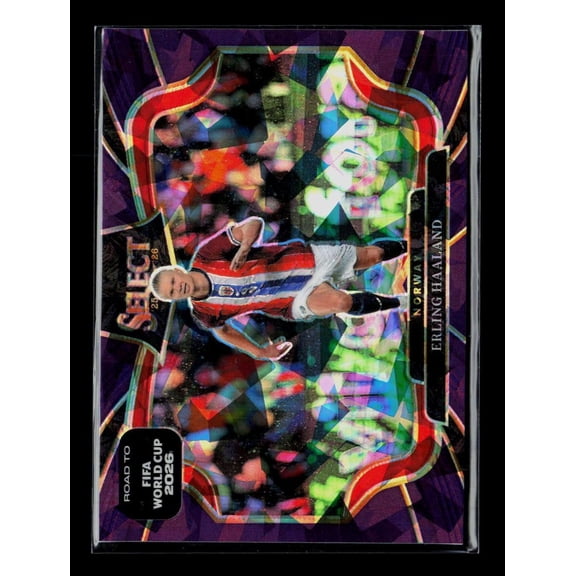 Collectible 2026 Panini Select Road to FIFA World Cup Purple Mojo Erling Haaland #218 Soccer Card Norway FIFA Soccer Trading Card