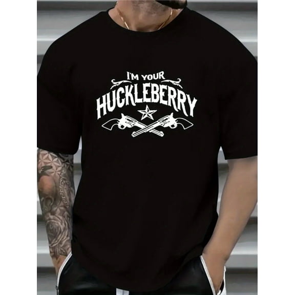 I'M Your Huckleberry" Graphic Print for Men Women Couple Fashion T-Shirt, Street Short Sleeve Cotton T-Shirt, Comfort-Fit Crew Neck T-Shirt - Ultra-So