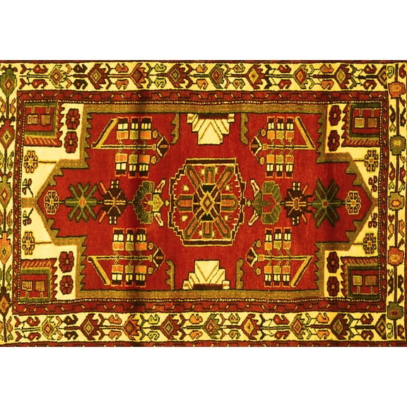 Ahgly Company Indoor Rectangle Persian Yellow Traditional Area Rugs, 5' x 7'