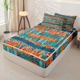 thumbnail image 2 of jejeloiu Soft Tribal Zipper Full Size Comforter Sets with Fitted Sheet and 2 Pillowcases For Men Women,Minimalist Print Zipper Bedding Set,Beige Blue,Reversible,4-Piece, 2 of 7