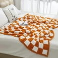 thumbnail image 7 of PacificPlex Plush Reversible Soft Preppy Checkerboard Throw Blanket, 50 x 60, Rust, 7 of 7
