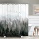 thumbnail image 1 of Cortina de ducha de montaña, bosque brumoso, árbol, cortina de ducha brumosa para baño con ganchos, paisaje natural fresco, decoración de bañera, diseño artístico de 72 pulgadas, 1 of 5