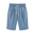 thumbnail image 4 of Ecqkame Sweatpants Women Women's Summer Solid Five Points Large Size Cotton Linen Pants Casual Pants Light Blue XXL, 4 of 4