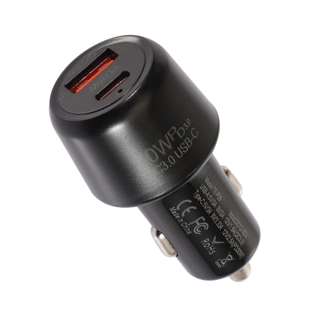 Adaptador de corriente de 48W Supercargador de 2 puertos QC3.0 PD para Huawei Xiaomi (Negro)