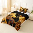 thumbnail image 2 of Castle Fairy Mosaic African Woman Holding Vase Twin Comforter Sets 2pcs,Geometric Gold Halo Pattern Bedding Set,Brown Blue Red,Black Reversible,1 Comforter and 1 Pillowcase, 2 of 6