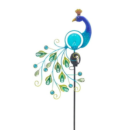 Metal Peacock Solar Light Waterproof Outdoor Lawn Yard Stake Garden ...