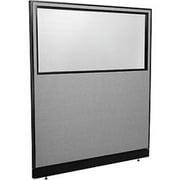 Office Partition Panel with Partial Window & Raceway - Gray - 60.25 x 64 in.