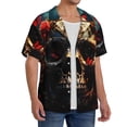 thumbnail image 2 of Pofeuu Artistic Flower Butterfly Skull Print Mens Casual Short Sleeve Shirts Beach Summer Spread Collar Pocket Tops Men's Casual Short-sleeved Shirt-Medium, 2 of 5