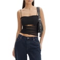 thumbnail image 2 of Yunliwuli Women's Slim Cami Tops Floral Print Spaghetti Strap Vest Cutout Front Cropped Camisole, 2 of 7
