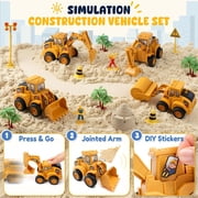 Billeeit Sand Construction Kit with 2.2lbs Play Sand for Kids Ages 3+, 15x15 in Large Sandbox, 4 Press to Go Trucks & DIY Stickers, Castle Molds, 32PCS Total Accessories, Creative Sand Play Set