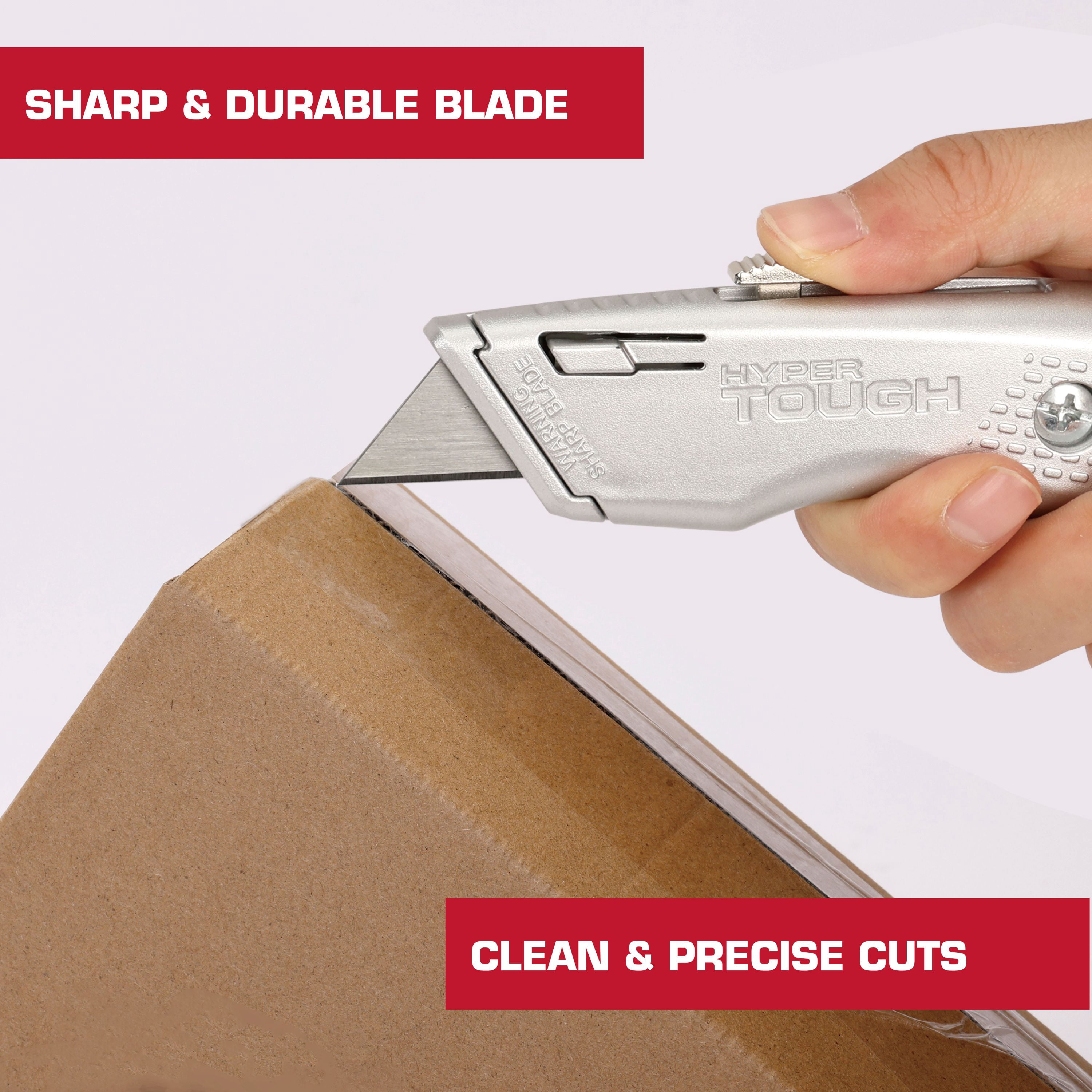 Hyper Tough 7.75 Inch Retractable Utility Knife with Blade Storage