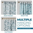 thumbnail image 3 of Superior Blackout Leaves Back Tab Curtains Set of 2, Light Filtering Curtain Panel Set, Teal, 52"W x 96"L, 3 of 9