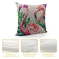 thumbnail image 4 of Watercolor Flamingo Throw Pillow Covers Cotton Linen Summer Tropical Green Palm Leaf Background Pillowcase Birds Square Home Sofa Outdoor Decor Cushion Cover, 4 of 5