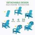 thumbnail image 3 of Chiccushion Adirondack Chair with Cup Holder, HDPE All-Weather Patio Chairs for Poolside, Backyard, Deck, Fire Pit, Sky Blue, 3 of 10