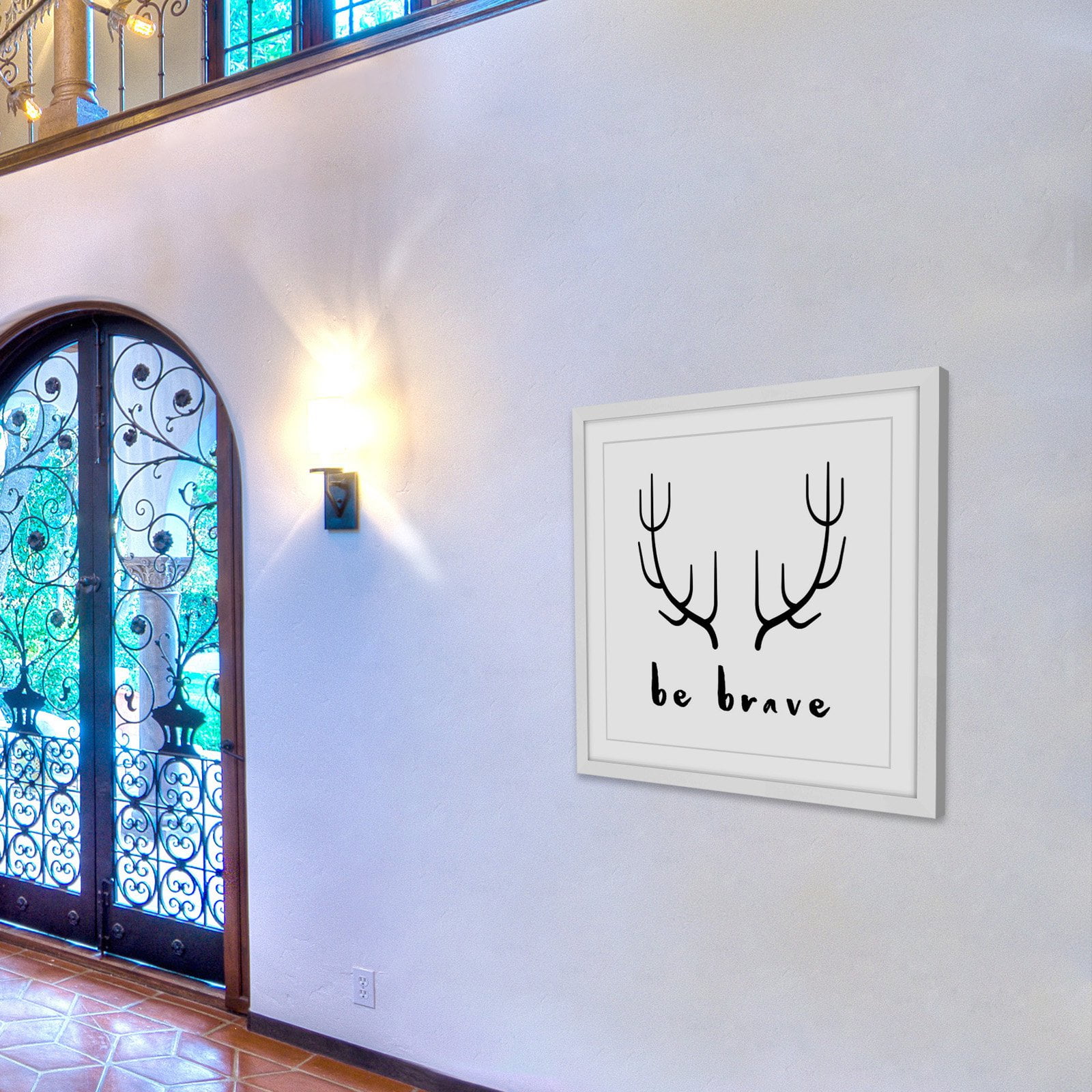Marmont Hill "Brave Antlers" by Diana Alcala Framed Painting Print
