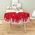 thumbnail image 5 of Duangreer Retro Christmas 60''Round Tablecloth, Christmas Tree Elk Silhouette Print Washable Picnic Table Cover for Camping, Dining, Indoor and Outdoor, 5 of 6