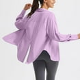 thumbnail image 4 of Guieoi Jackets for Women Winter Lightweight Women Fashion Casual Long Sleeve Button Turndown Collar Blouse Shirt Sweatshirts Purple Black*Friday/Cyber*Monday, 4 of 8