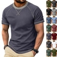 thumbnail image 2 of Mens T-Shirts Short Sleeve Cotton Crew Neck Tshirts Casual Classic Stylish Vintage Tees Breathable Moisture Wicking Comfort Dark Blue 2XL, 2 of 6