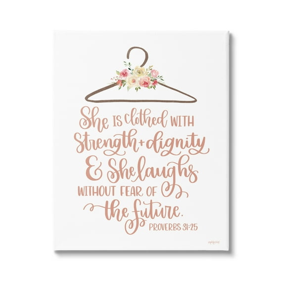 Stupell Industries Proverbs Verse Uplifting Religious Calligraphy Floral Design Graphic Art Gallery Wrapped Canvas Print Wall Art, Design by Imperfect Dust