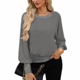 thumbnail image 2 of Women's Dressy Sequin Top Long Sleeve Chiffon Shirt Sparkle Patchwork Crewneck Blouses Spring Casual Clothes, 2 of 6