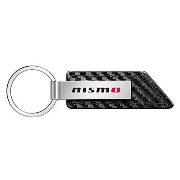 Nissan NISMO Black PU Leather Carbon Fiber Texture Strap Silver Metal Bar LED Printed Logo Key Chain