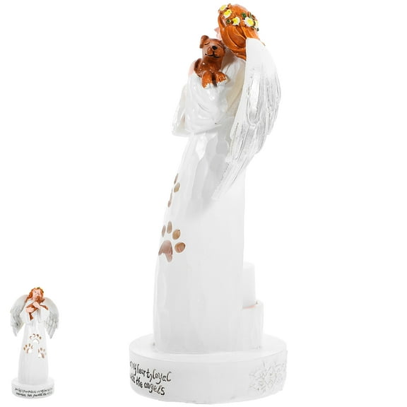 MLINS Resin Angel Holding Dog Puppy Ornament Angel Holding Animal Figurine Pet Souvenir