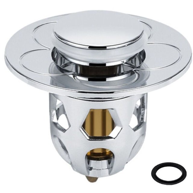 Tapón de fregadero de acero inoxidable Tapón de fregadero universal Tapón de drenaje para lavabo de encimera Tapón de baño, Plata