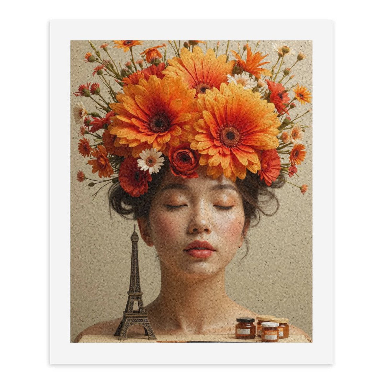 Paint By Numbers Kit for Adults Beginner - Floral Art Parisian Elegance DIY Canvas Painting Kits for Adults, Frameless Paint By Number for Adults for Home Wall Decor 16x20 Inch