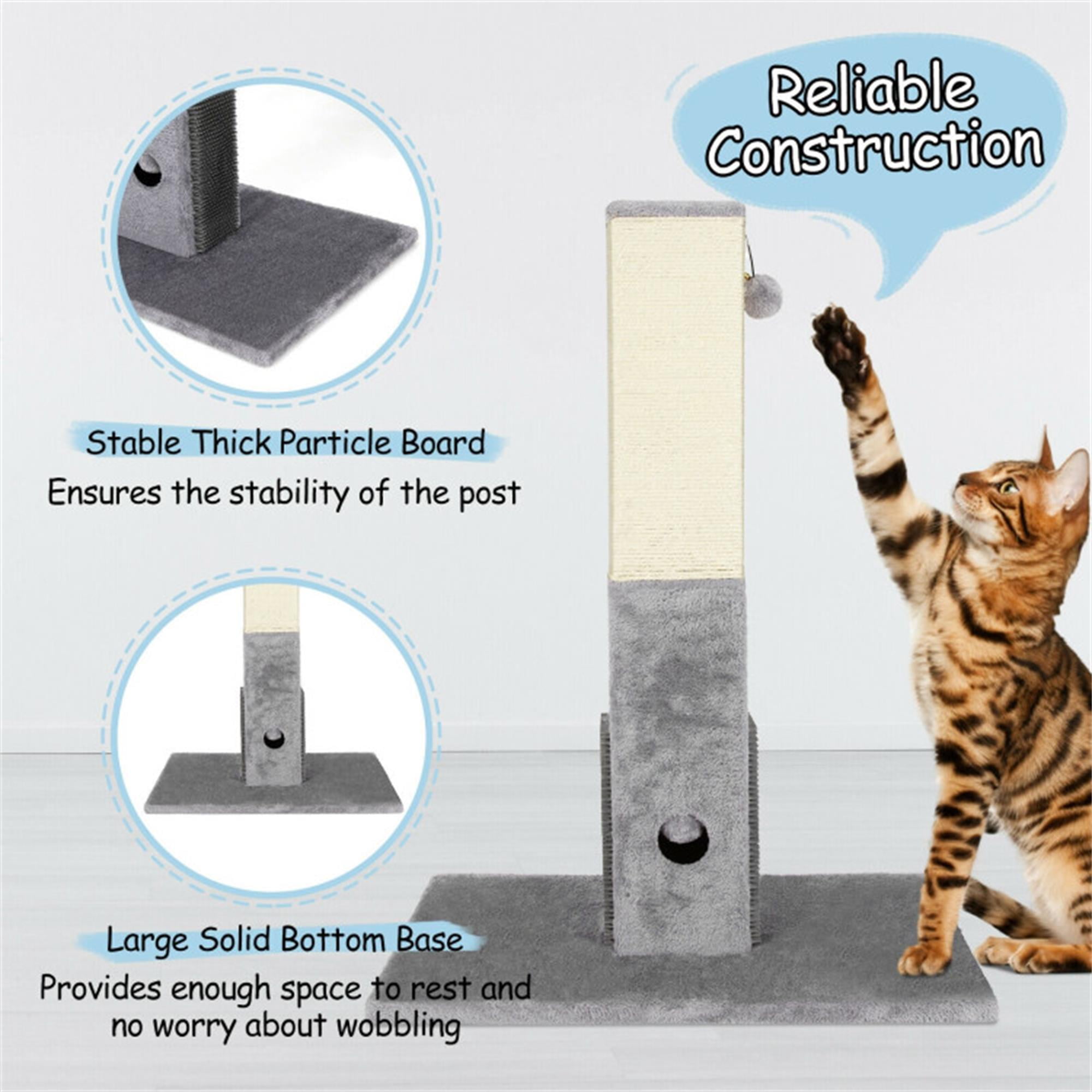 Kadyn 31" Cat Scratching Post for Large Cats with Sisal Rope and 2 Plush Ball, Indoor Square Cat Scratcher Tower Furniture, Gray