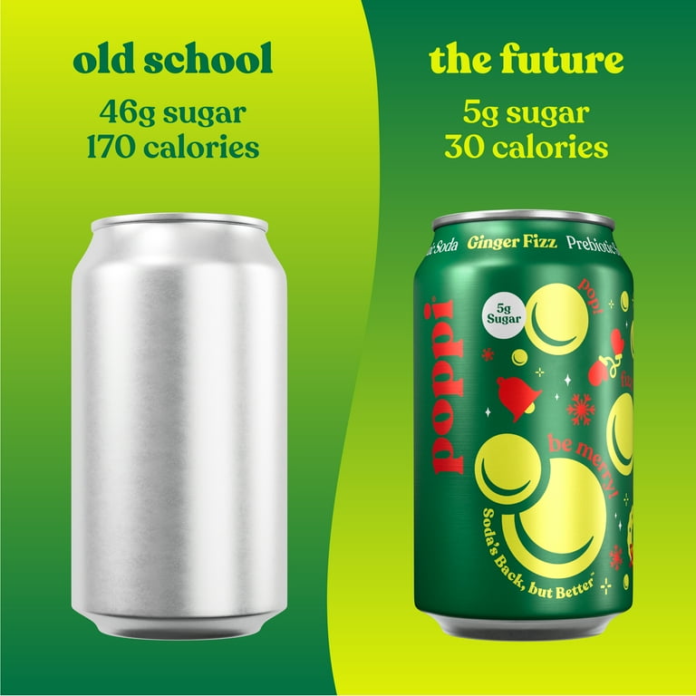 Poppi Ginger Fizz Prebiotic Soda, 12 oz, 12 pack cans - Walmart.com