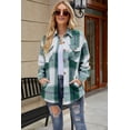 thumbnail image 2 of 2022 New Womens Flannel Shacket Jacket Casual Plaid Wool Blend Button Down Long Sleeve Shirt with Pockets Fall Clothes Outfits, 2 of 6