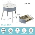 thumbnail image 6 of ASYA Gray End Table with Drawer, 19.68’’ Round Accent Table with Natural Stone Top, Chrome Side Table Nightstand for Home Living Room Bedroom, 6 of 11