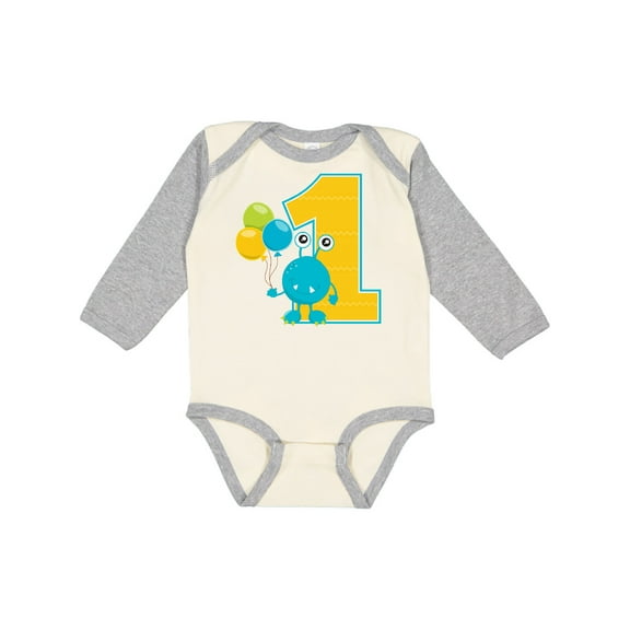 Inktastic First Birthday Monster Boys or Girls Long Sleeve Baby Bodysuit