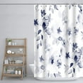 thumbnail image 5 of Extra Long 72"x84"Dark Blue Botanical Floral Shower Curtain Set with Hooks, Watercolor Ink Print and Dyed Plant Floral Bathroom Curtains, Waterproof Washable Lacquer Fabric for Bathroom, 5 of 6