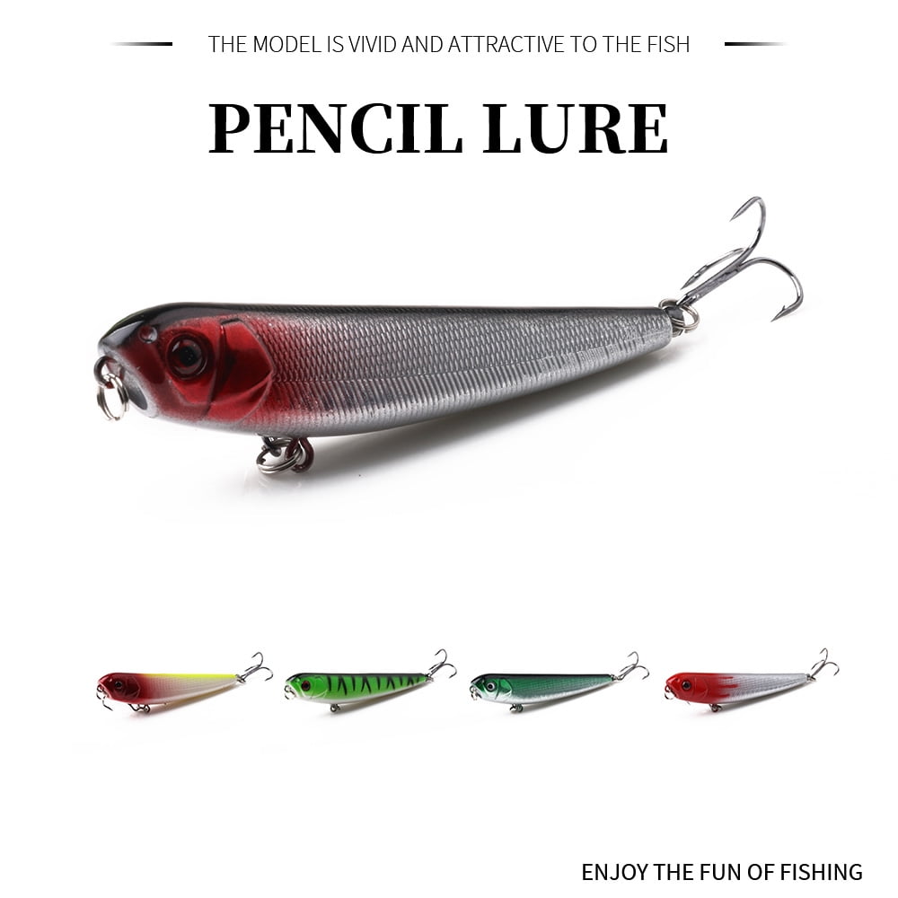 HENGJIA Fishing Lures for Bass, 5PCS Top water Pencil Popper Lures Minnow Lure Hard Baits Freshwater or Saltwater Fishing Lures Pencil Lure