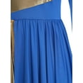 thumbnail image 5 of YiZYiF Women's Praise Liturgical Dance Costume Metallic Gold Worship Overlay Jumpsuit Loose Pants Blue M, 5 of 7