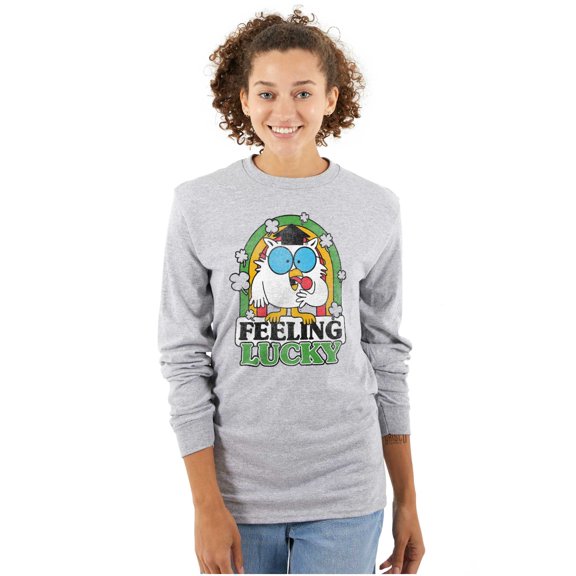 St Paddys Feeling Lucky Tootsie Owl Long Sleeve TShirt Men Women Brisco Brands S